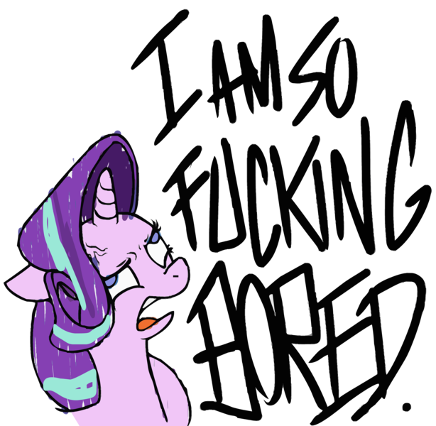 Size: 4000x3908 | Tagged: artist needed, safe, artist:buttercupsaiyan, deleted from derpibooru, derpibooru import, edit, starlight glimmer, pony, bust, female, i am so fucking bored, mare, simple background, solo, transparent background, vulgar