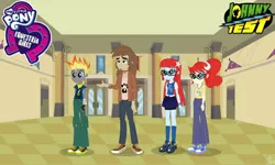 Size: 1280x768 | Tagged: safe, artist:lumi-infinite64, derpibooru import, human, equestria girls, alternate universe, clothes, crossover, dukey, hairclip, humanized, johnny test, mary test, new outfit, ponytail, scarf, solo, susan test