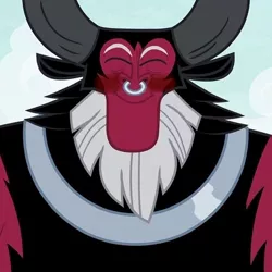Size: 640x639 | Tagged: blushing, bust, centaur, cropped, cute, daaaaaaaaaaaw, derpibooru import, edit, edited screencap, editor:whistle blossom, eyes closed, happy, lord tirek, male, nose piercing, nose ring, piercing, safe, screencap, smiling, solo, the ending of the end, tirebetes