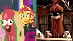 Size: 1920x1080 | Tagged: safe, derpibooru import, screencap, sunset shimmer, costume conundrum, costume conundrum: sunset shimmer, equestria girls, equestria girls series, spoiler:eqg series (season 2), 3d, clothes, comparison, costume, five nights at freddy's, source filmmaker, thehottest dog
