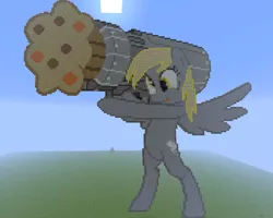 Size: 1000x800 | Tagged: artist:kaborto, cannon ponies, derpibooru import, derpy hooves, minecraft, minecraft pixel art, muffin cannon, pegasus, pixel art, safe, solo