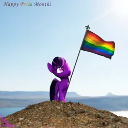 Size: 2048x2048 | Tagged: safe, artist:kiodima, derpibooru import, oc, oc:kioshka, earth pony, pony, 3d, cinema4d, flag, lgbt, pride, pride flag, pride month