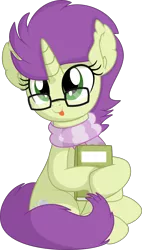 Size: 4977x8742 | Tagged: safe, artist:cyanlightning, derpibooru import, oc, oc:sky spark, pony, unicorn, .svg available, absurd resolution, book, clothes, female, glasses, holding, mare, nerd, scarf, simple background, transparent background, vector