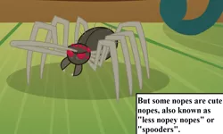 Size: 1215x729 | Tagged: cropped, cute, derpibooru import, edit, edited screencap, fuzzybetes, fuzzy legs, inset, lucidchart, safe, salute, scare master, screencap, spider, text