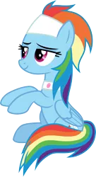 Size: 3000x5519 | Tagged: safe, artist:cloudyglow, artist:yanoda, derpibooru import, rainbow dash, pegasus, pony, deep tissue memories, spoiler:deep tissue memories, female, mare, simple background, solo, spa pony rainbow dash, transparent background, vector