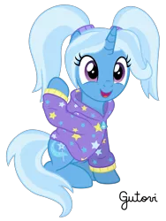 Size: 2501x3334 | Tagged: safe, artist:gutovi, derpibooru import, trixie, pony, unicorn, alternate hairstyle, babysitter trixie, clothes, cute, diatrixes, female, gameloft interpretation, hoodie, pigtails, show accurate, simple background, solo, transparent background, twintails, vector