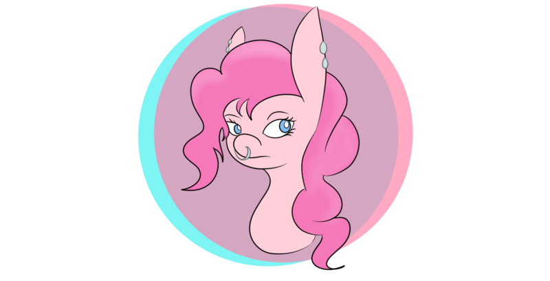 Size: 1720x880 | Tagged: safe, artist:rafuki, derpibooru import, pinkie pie, pony, bubble, bust, nose piercing, nose ring, piercing, simple background, solo, transparent background