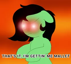 Size: 616x551 | Tagged: safe, artist:anonymous, derpibooru import, oc, oc:anonfilly, ponified, earth pony, pony, /mlp/, 4chan, drawthread, female, filly, glowing eyes, glowing eyes meme, meme, ponified meme, solo, text
