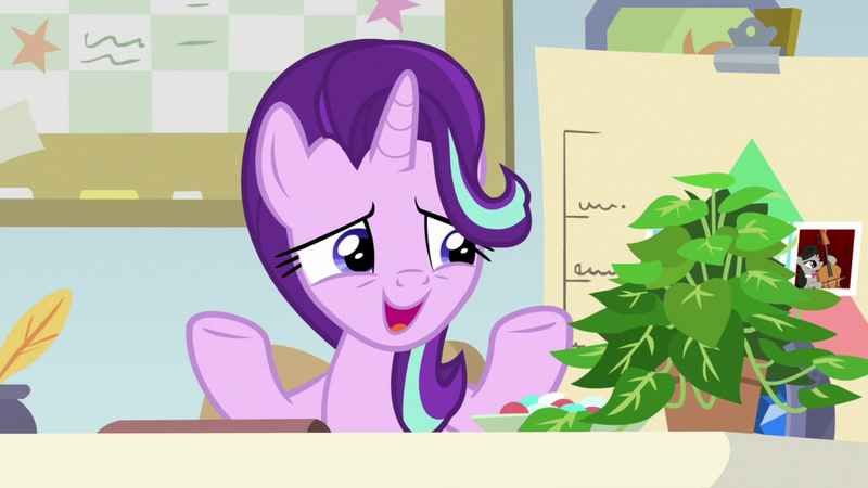 Size: 1920x1080 | Tagged: safe, derpibooru import, screencap, octavia melody, phyllis, starlight glimmer, pony, unicorn, a horse shoe-in, female, mare, philodendron, plant, potted plant, solo