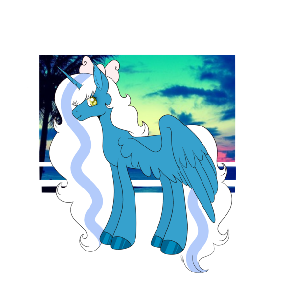 Size: 1280x1286 | Tagged: adorabelle, alicorn, alicorn oc, artist:lilywolfpie-yt, bow, cute, derpibooru import, ear fluff, female, hair bow, horn, mare, oc, oc:fleurbelle, safe, simple background, smiling, transparent background, wingding eyes, wings, yellow eyes