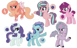 Size: 1280x796 | Tagged: safe, artist:lazuli, artist:nocturne-sol, derpibooru import, oc, unofficial characters only, earth pony, hybrid, pegasus, pony, unicorn, zony, base used, deviantart watermark, female, interspecies offspring, magical lesbian spawn, mare, obtrusive watermark, offspring, parent:applejack, parent:big macintosh, parent:bon bon, parent:fluttershy, parent:lyra heartstrings, parent:pinkie pie, parent:rainbow dash, parent:rarity, parent:starlight glimmer, parent:sugar belle, parent:twilight sparkle, parent:zecora, parents:fluttermac, parents:glimmerjack, parents:lyrarity, parents:rainbon, parents:sugarpie, parents:twicora, simple background, transparent background, watermark