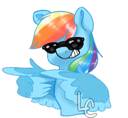 Size: 2500x2300 | Tagged: artist:lightningchaser13, artist:lightningchaserarts, cool kid, derpibooru import, feather fingers, hand, pegasus, rainbow dash, safe, silly, simple background, smiling, solo, sticker, sunglasses, transparent background, wing hands, wings