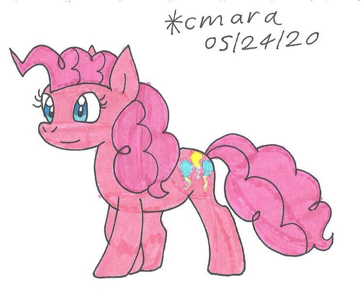 Size: 1053x844 | Tagged: safe, artist:cmara, derpibooru import, pinkie pie, earth pony, pony, female, mare, solo, traditional art