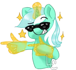 Size: 2500x2300 | Tagged: safe, artist:lightningchaser13, artist:lightningchaserarts, derpibooru import, lyra heartstrings, pony, unicorn, ayyy lmao, ayyyy, cool kid, female, half body, hand, lyra hands, magic, magic hands, mare, simple background, solo, stars, sticker, transparent background