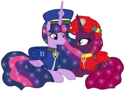 Size: 1398x1016 | Tagged: safe, artist:徐詩珮, derpibooru import, fizzlepop berrytwist, princess twilight 2.0, tempest shadow, twilight sparkle, twilight sparkle (alicorn), alicorn, pony, series:sprglitemplight diary, series:sprglitemplight life jacket days, series:springshadowdrops diary, series:springshadowdrops life jacket days, the last problem, alicornified, alternate universe, base used, chase (paw patrol), clothes, cute, female, lesbian, marshall (paw patrol), older, older tempest shadow, older twilight, paw patrol, race swap, shipping, simple background, tempesticorn, tempestlight, transparent background, ultimate twilight