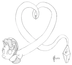 Size: 1329x1200 | Tagged: artist:parclytaxel, bottle, bracelet, derpibooru import, genie, geniefied, genie pony, heart, jewelry, lineart, long glimmer, long pony, looking at you, monochrome, pencil drawing, safe, series:nightliner, smiling, solo, starlight glimmer, traditional art