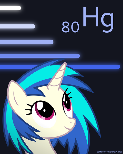 Size: 6400x8000 | Tagged: safe, artist:parclytaxel, derpibooru import, vinyl scratch, pony, unicorn, series:joycall6's periodic table, .svg available, absurd resolution, bust, chemistry, cute, female, fluorescent lamp, hydrargyrum, lamp, lights, looking up, mare, mercury (element), periodic table, solo, vector, weapons-grade cute