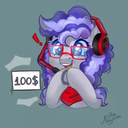 Size: 1000x1000 | Tagged: adorkable, artist:amidnighters, bandana, bits, commission, cute, derpibooru import, donation, dork, frog (hoof), gaming headset, headphones, headset, hooves together, icon, money, oc, oc:cinnabyte, safe, smiling, underhoof, unofficial characters only