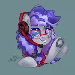 Size: 1000x1000 | Tagged: adorkable, artist:amidnighters, bandana, commission, cute, derpibooru import, dork, gaming headset, headphones, headset, heart, heart hoof, icon, oc, oc:cinnabyte, safe, smiling, underhoof, unofficial characters only, wave