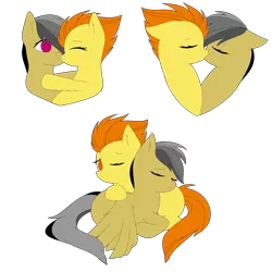 Size: 2000x2000 | Tagged: safe, artist:icey-wicey-1517, artist:urzhumdraw, color edit, derpibooru import, edit, daring do, spitfire, pegasus, pony, collaboration, colored, cuddling, daringfire, eyes closed, female, hug, kissing, lesbian, mare, one eye closed, shipping, simple background, sleeping, transparent background, wink