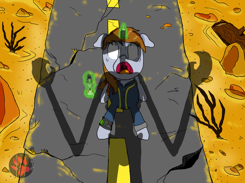 Size: 4000x3000 | Tagged: safe, artist:darkprinceismyname, derpibooru import, oc, oc:littlepip, unofficial characters only, pony, unicorn, fallout equestria, fanfic, clothes, creepypasta, dirt, fallout, fanfic art, female, floppy ears, glowing horn, gun, handgun, hooves, horn, horrified, image, levitation, magic, mare, monster, open mouth, optical sight, pipboy, pipbuck, png, revolver, road, rock, scope, shrunken pupils, silhouette, siren head, sweat, sweatdrop, telekinesis, this will end in death, this will end in tears, this will end in tears and/or death, vault suit, weapon