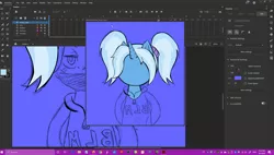 Size: 1908x1080 | Tagged: adobe animate, alternate hairstyle, artist:buttercupsaiyan, artist:watercolorheart, babysitter trixie, clothes, derpibooru import, hoodie, safe, source needed, trixie, wip