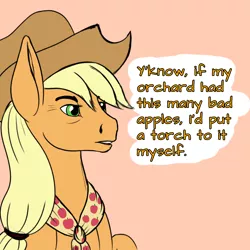 Size: 2000x2000 | Tagged: safe, artist:hermaeus xerxes, derpibooru import, applejack, earth pony, pony, bandana, black lives matter, colored sketch, cowboy hat, dialogue, female, granny smith's scarf, hat, mare, mouthpiece, older, older applejack, orange background, politics, simple background, solo, speech bubble