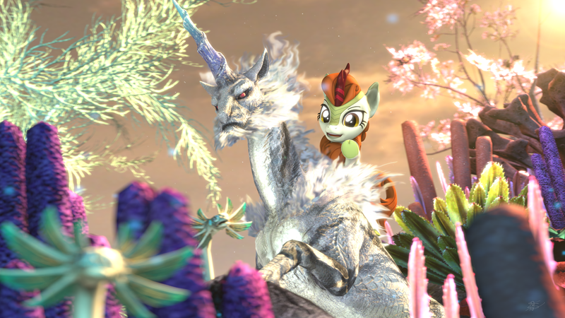 Size: 3840x2160 | Tagged: 3d, artist:alicorntwilysparkle, autumn blaze, crossover, derpibooru import, kirin, monster hunter world, safe, source filmmaker, wiggler