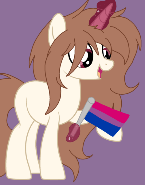 Size: 1260x1602 | Tagged: safe, artist:circuspaparazzi5678, derpibooru import, oc, oc:gabriela, pony, unicorn, base used, bisexual, bisexual pride flag, long hair, magic, pride, pride flag, solo