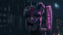 Size: 1920x1080 | Tagged: safe, artist:hierozaki, artist:isagat7, derpibooru import, twilight sparkle, twilight sparkle (alicorn), alicorn, pony, crying, rain, sad, solo