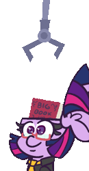 Size: 379x729 | Tagged: safe, artist:threetwotwo32232, derpibooru import, twilight sparkle, alicorn, pony, animated, book, bust, clothes, female, gif, glasses, loop, mare, mechanical claw, nerd, simple background, solo, that pony sure does love books, transparent background