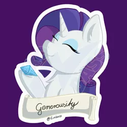 Size: 2000x2000 | Tagged: safe, artist:exobass, derpibooru import, rarity, pony, unicorn, diamond, element of generosity, solo, sticker