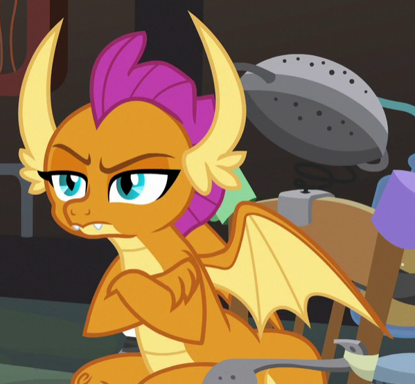 Size: 599x555 | Tagged: a horse shoe-in, bored, chair, claws, cropped, crossed arms, derpibooru import, dragon, dragoness, fangs, female, horns, laboratory, narrowed eyes, raised eyebrow, safe, screencap, smolder, smolder is not amused, solo, spread wings, teenaged dragon, teenager, unamused, wings