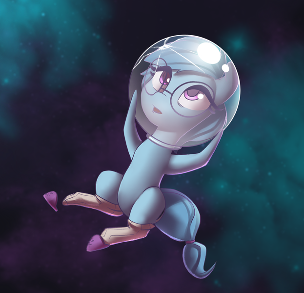 Size: 1348x1298 | Tagged: safe, artist:shido-tara, derpibooru import, edit, oc, oc:whispy slippers, earth pony, clothes, glasses, sketch, slippers, socks, solo, space, space helmet, this will end in tears