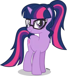 Size: 3498x4000 | Tagged: safe, artist:orin331, derpibooru import, sci-twi, twilight sparkle, ponified, pony, unicorn, equestria girls, absurd resolution, cute, equestria girls ponified, female, glasses, mare, ponytail, simple background, solo, transparent background, twiabetes, unicorn sci-twi