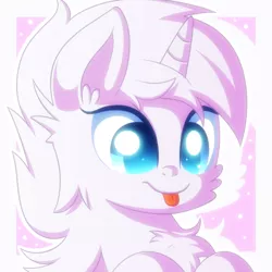 Size: 500x500 | Tagged: safe, artist:arastane-siryphia, derpibooru import, oc, oc:lizzy glitzy, unofficial characters only, pony, unicorn, chest fluff, solo, tongue out