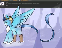 Size: 889x687 | Tagged: safe, artist:ask-pony-gerita, derpibooru import, ponified, articuno, pony, ask, cave, hetalia, pokémon, snow, solo, species swap