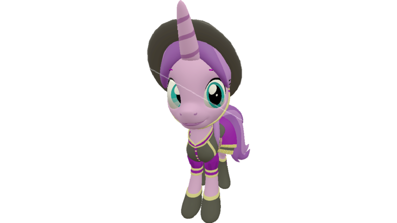 Size: 1280x720 | Tagged: safe, artist:topsangtheman, derpibooru import, amethyst star, pony, unicorn, 3d, clothes, hat, looking at you, simple background, solo, source filmmaker, transparent background, uniform