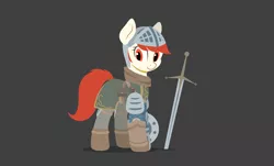 Size: 2644x1596 | Tagged: artist:zylgchs, claymore, dark souls, derpibooru import, elite knight set, female, lineless, looking at you, mare, oc, oc:sword, safe, simple background, solo, standing, unofficial characters only, vector