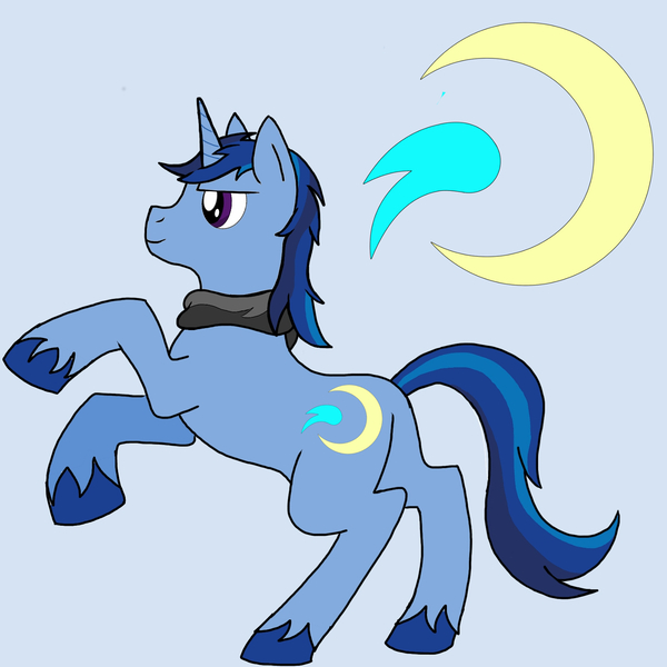 Size: 1600x1600 | Tagged: safe, derpibooru import, oc, oc:bak, pony, unicorn, cutie mark, male, moon, rearing, stallion