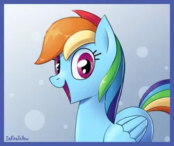 Size: 1300x1093 | Tagged: safe, artist:infrayellow, derpibooru import, rainbow dash, pegasus, pony, cute, dashabetes, female, looking at you, mare, open mouth, smiling, solo