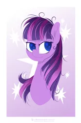 Size: 3944x5924 | Tagged: safe, artist:illumnious, derpibooru import, part of a set, twilight sparkle, earth pony, pony, leak, spoiler:g5, bust, cutie mark eyes, g5, part of a series, solo, twilight sparkle (g5), wingding eyes