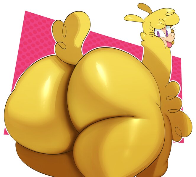 Size: 2862x2592 | Tagged: suggestive, artist:ss2sonic, derpibooru import, paprika paca, alpaca, them's fightin' herds, :p, ass, butt, community related, extra thicc, female, huge butt, image, jpeg, large butt, looking at you, looking back, looking back at you, paprika (tfh), solo, solo female, thighs, thunder thighs, tongue out, wide hips