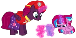 Size: 1985x1019 | Tagged: safe, artist:徐詩珮, derpibooru import, fizzlepop berrytwist, tempest shadow, oc, oc:bubble sparkle, alicorn, pony, bubbleverse, series:sprglitemplight diary, series:sprglitemplight life jacket days, series:springshadowdrops diary, series:springshadowdrops life jacket days, alicornified, alternate universe, baby, baby pony, base used, clothes, female, magical lesbian spawn, magical threesome spawn, marshall (paw patrol), mother and child, mother and daughter, multiple parents, next generation, offspring, parent:glitter drops, parent:spring rain, parent:tempest shadow, parent:twilight sparkle, parents:glittershadow, parents:sprglitemplight, parents:springdrops, parents:springshadow, parents:springshadowdrops, paw patrol, race swap, simple background, tempesticorn, transparent background