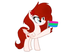 Size: 2400x1770 | Tagged: safe, artist:circuspaparazzi5678, derpibooru import, oc, oc:comedian surprise, unofficial characters only, pegasus, pony, base used, bow, next generation, parent:breanna, parent:circus paparazzi, polysexual, polysexual pride flag, pride, pride flag, pride month, shipping, simple background, solo, transparent background