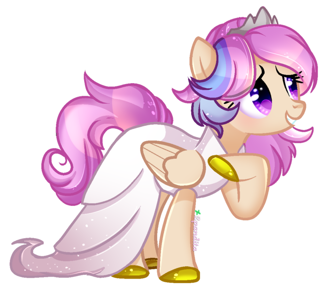 Size: 1172x1046 | Tagged: safe, artist:2pandita, derpibooru import, oc, pegasus, pony, clothes, crown, dress, female, jewelry, mare, regalia, simple background, solo, transparent background