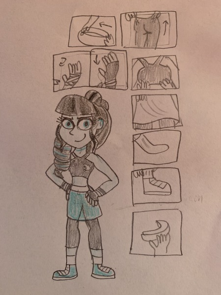 Size: 3024x4032 | Tagged: safe, artist:13mcjunkinm, derpibooru import, coloratura, equestria girls, boxing shoes, boxing skirt, boxing trunks, clothes, exeron fighters, exeron gloves, exeron outfit, leggings, martial arts kids, martial arts kids outfits, midriff, shoes, skirt, sneakers, socks, sports bra