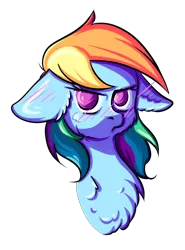 Size: 1972x2668 | Tagged: safe, artist:coco-drillo, derpibooru import, rainbow dash, pegasus, pony, annoyed, blushing, bust, cell shaded, chest fluff, ear blush, ear fluff, floppy ears, fluffy, natg2020, newbie artist training grounds, simple background, solo, transparent background, tsundere