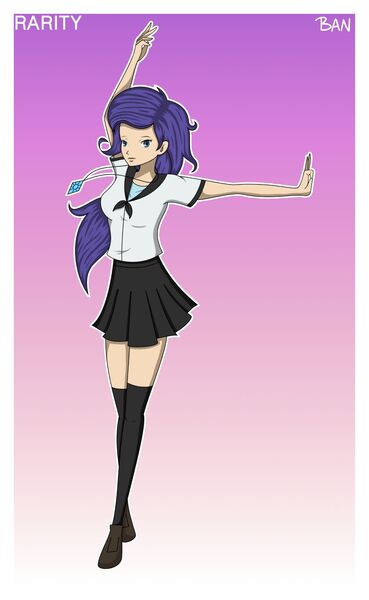 Size: 1280x2080 | Tagged: artist:banquo0, art pack:my little persona, clothes, derpibooru import, human, humanized, persona, rarity, safe, school uniform, shoes, skirt, socks, solo, thigh highs