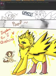 Size: 766x1036 | Tagged: safe, artist:ask-pony-gerita, derpibooru import, ponified, pegasus, poképony, pony, zapdos, ask, female, germany, hetalia, italy, male, mare, pokémon, species swap, stallion, transformation